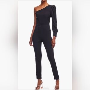 Zara Elegant Black Asymmetrical Puff Sleeve Jumpsuit
